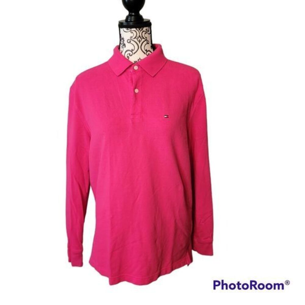 Tommy Hilfiger Pink Long Sleeve Pique Polo Classic Fit M